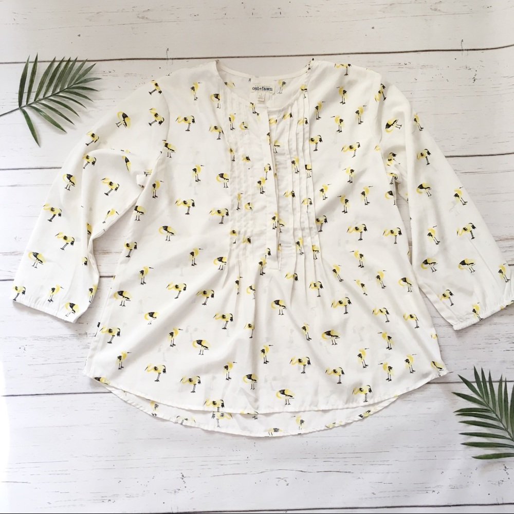 Oat + Fawn (Nordstrom) yellow bird print blouse